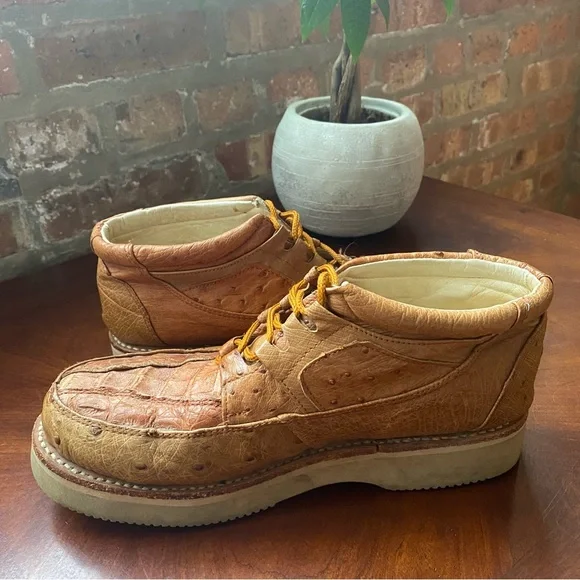 George West Mexico Ostrich Leather Boots Mex Size 27 US Size 8.5 - Picture 4 of 9